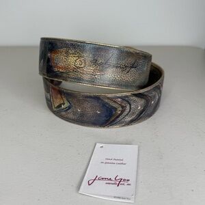 NEW Jane Yoo Hand Painted Leather Belt